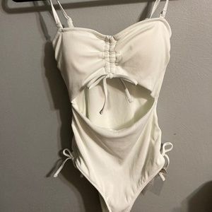Aerie S White Cut-out One Piece Swimsuit NWT